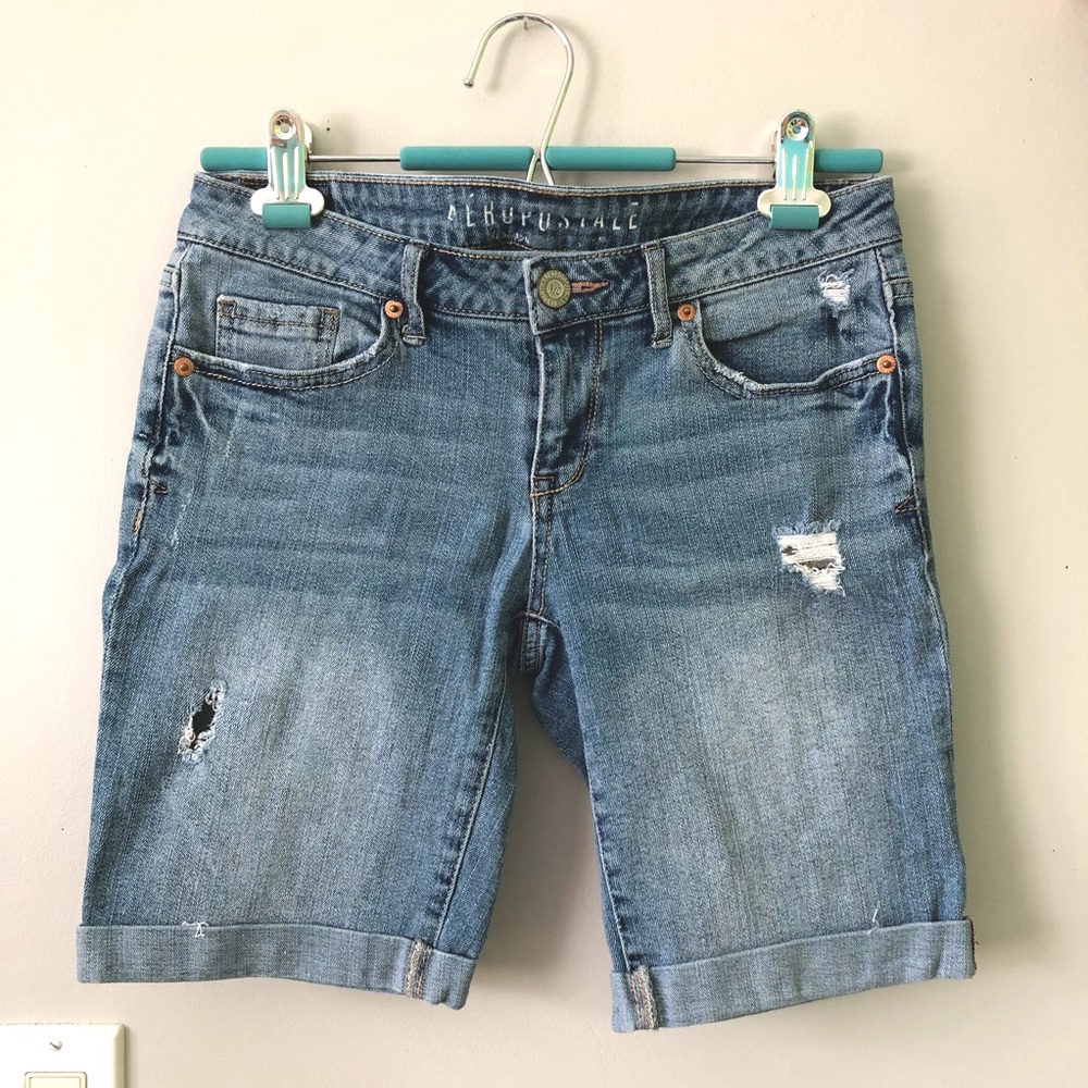 aéropostale low rise bermuda denim short
